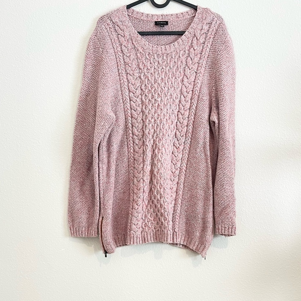 Pre-loved! TALBOTS Pink Merino Wool Blend Cable Knit Sweater!